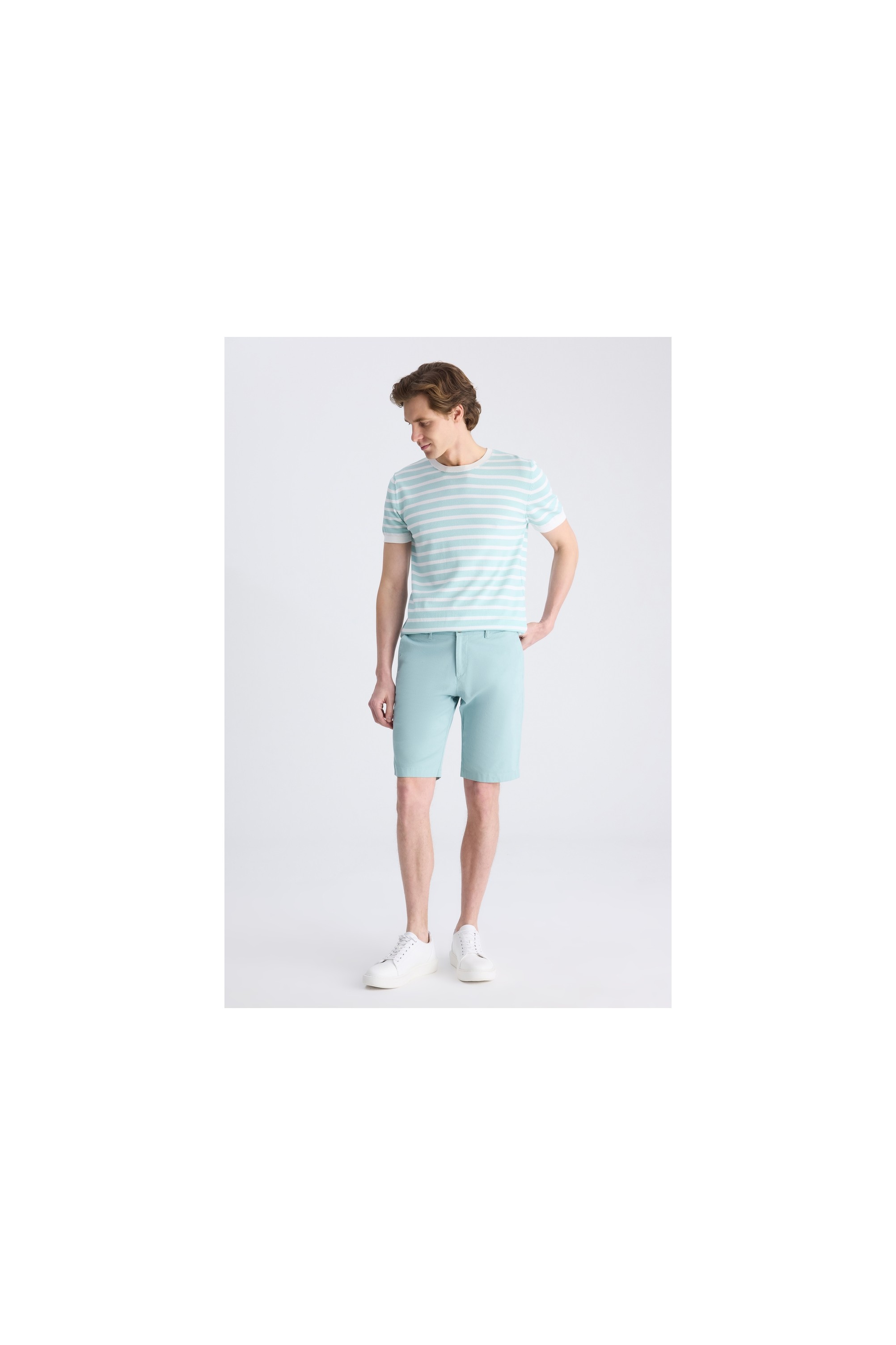 TWN Slim Fit Mavi Gabardin Pamuklu Şort 4EC13S2097600 görsel 6