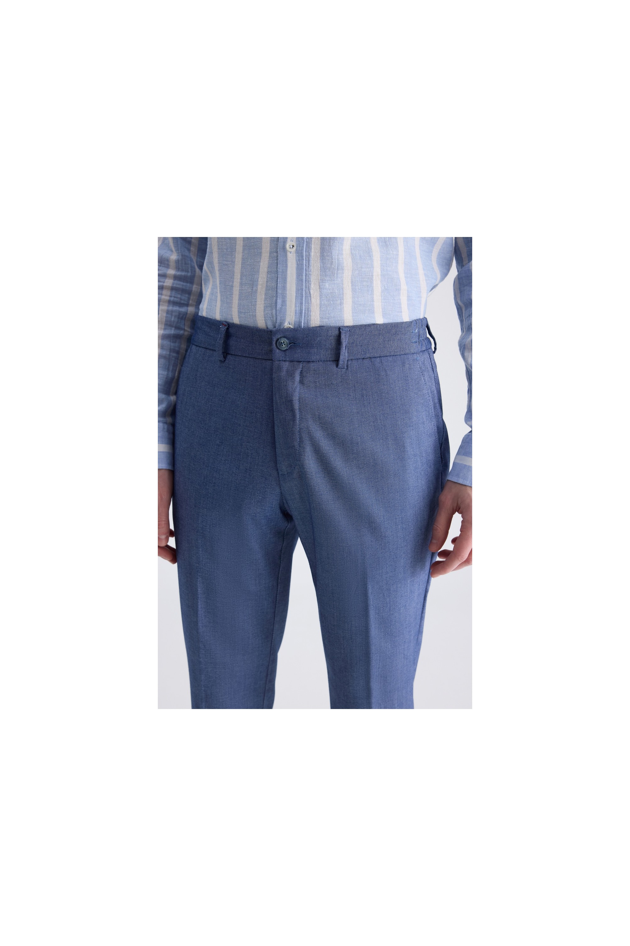 D'S Damat Ds Damat Slim Fit Lacivert Armürlü Rayon Jogger Pantolon 2HC03S2053230 görsel 2