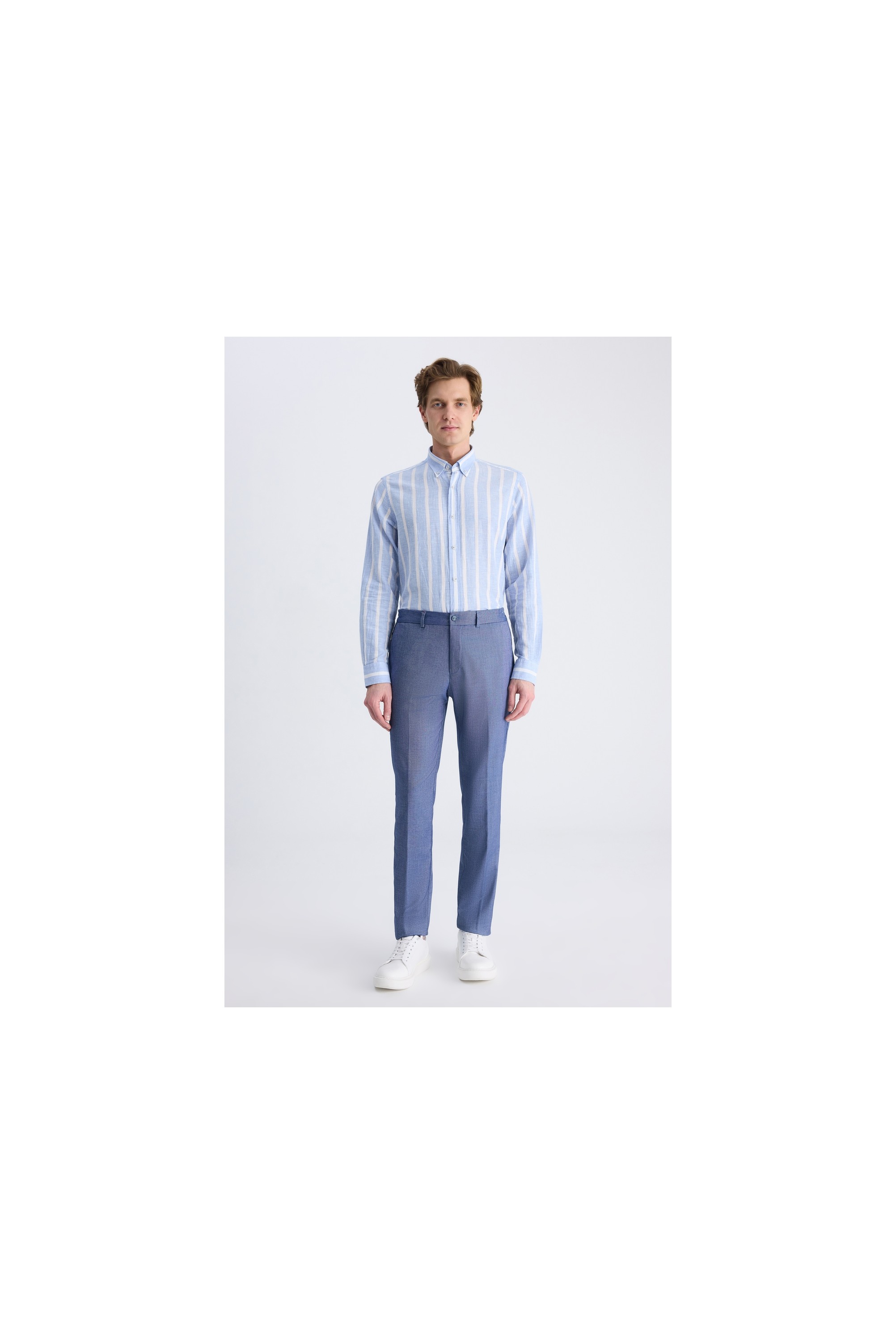 D'S Damat Ds Damat Slim Fit Lacivert Armürlü Rayon Jogger Pantolon 2HC03S2053230 görsel 4