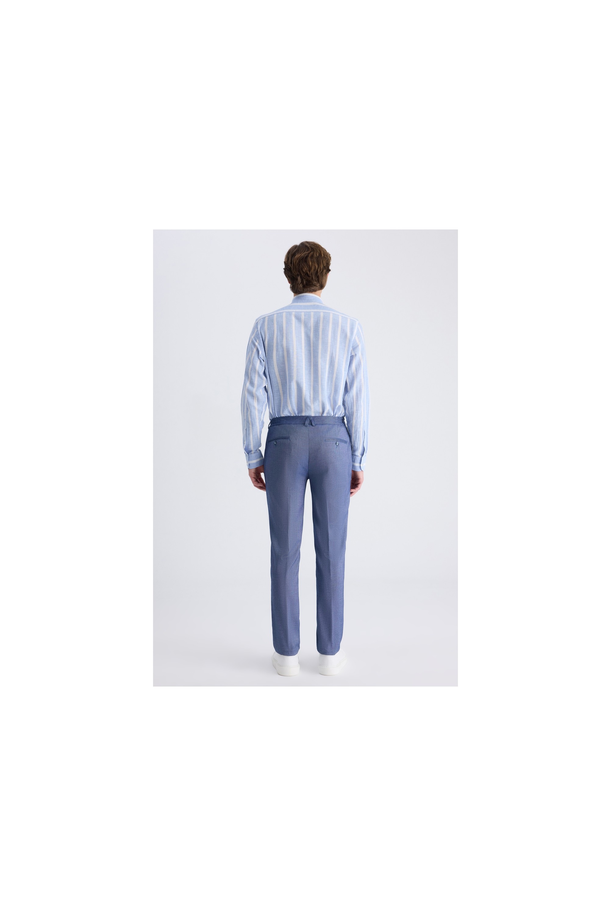 D'S Damat Ds Damat Slim Fit Lacivert Armürlü Rayon Jogger Pantolon 2HC03S2053230 görsel 6