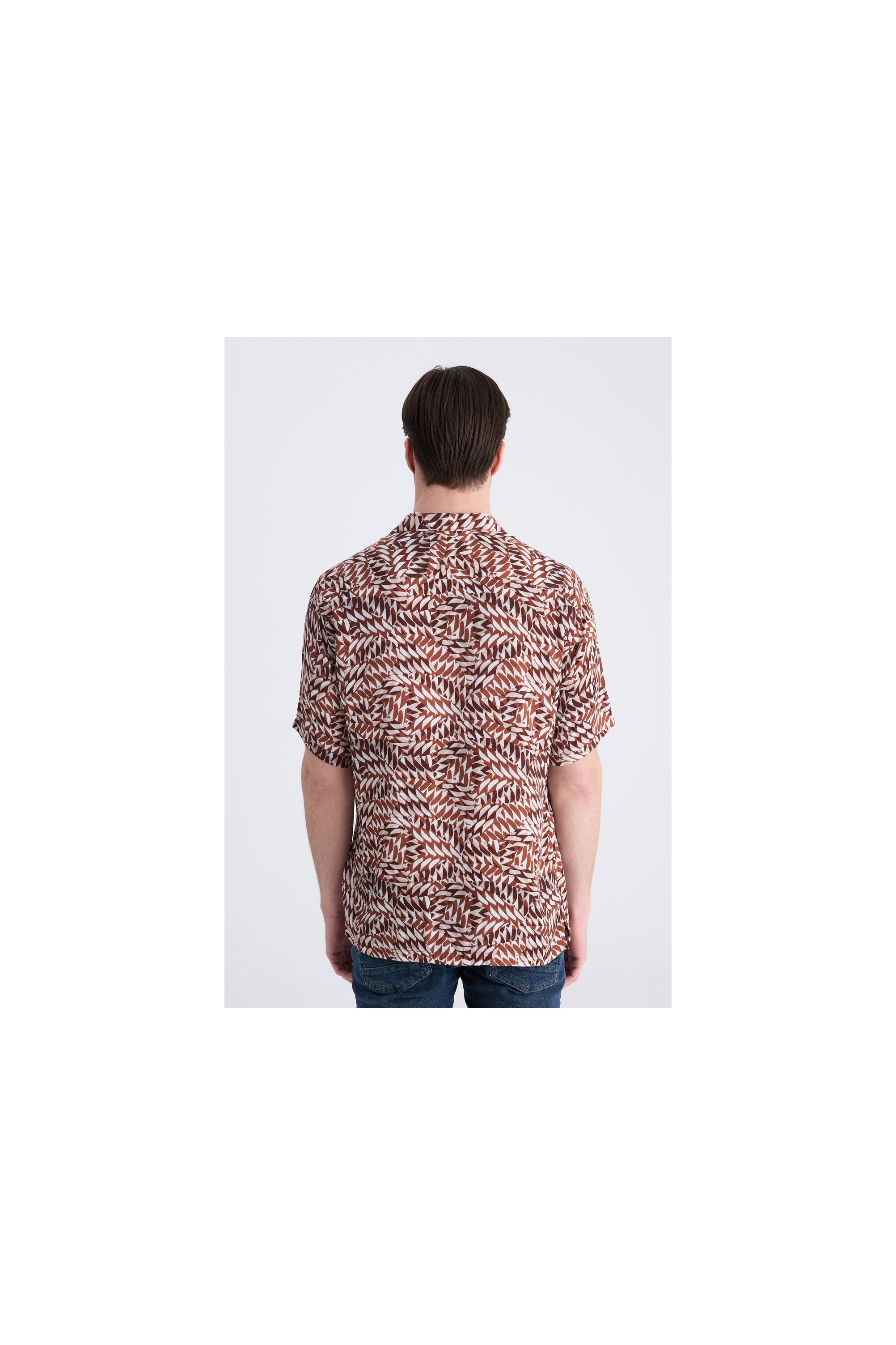 TWN Relaxed Fit Taba Baskılı Rayon Gömlek 0EC02AP14313M görsel 3