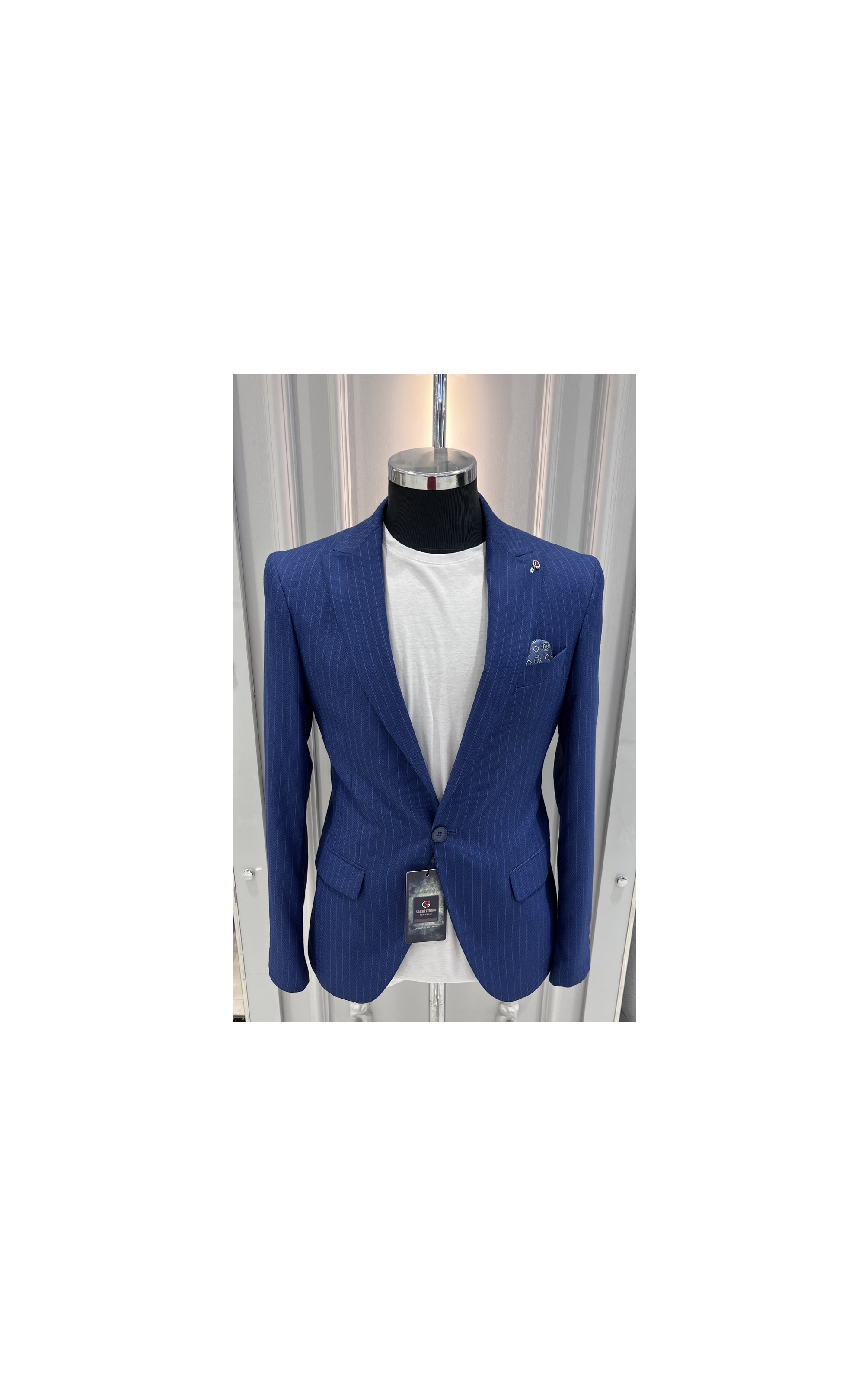 Sabri Zengin Erkek Çizgili Slim Fit Blazer Ceket görsel 5