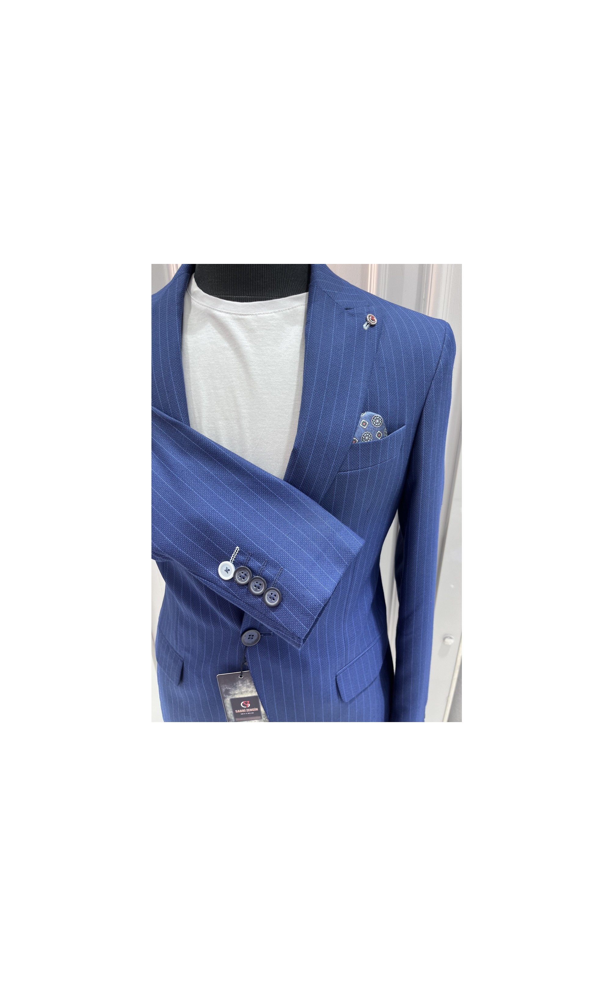 Sabri Zengin Erkek Çizgili Slim Fit Blazer Ceket görsel 7
