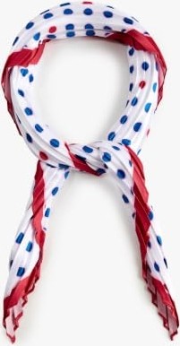 1001 Pileli Puantiyeli Saten Kare Fular Bandana görsel 2