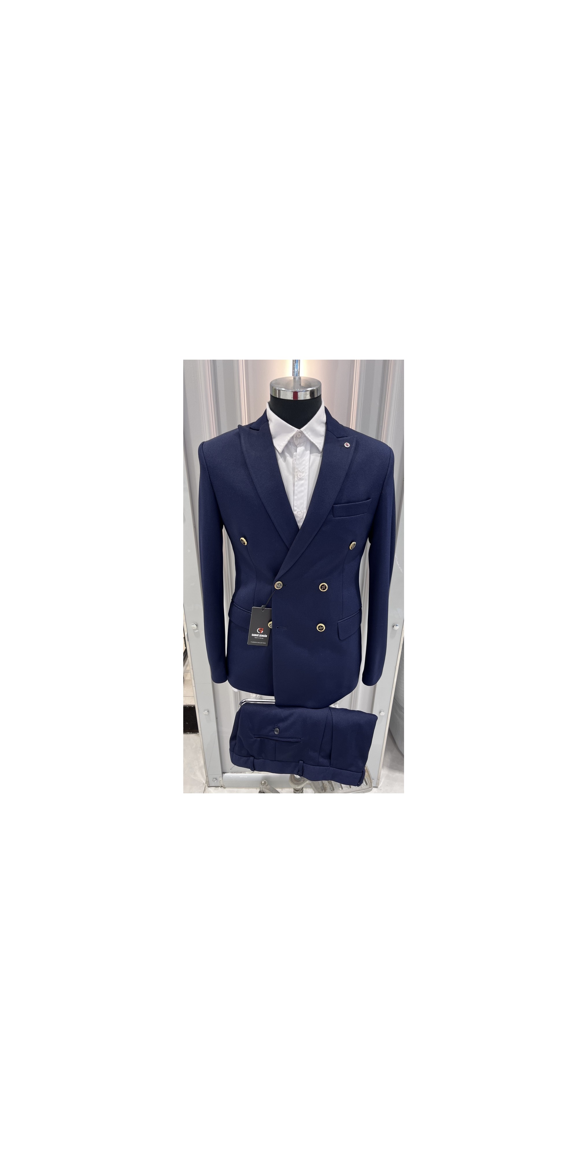 Sabri Zengin Erkek Kruvaze Slim Fit Takım Elbise