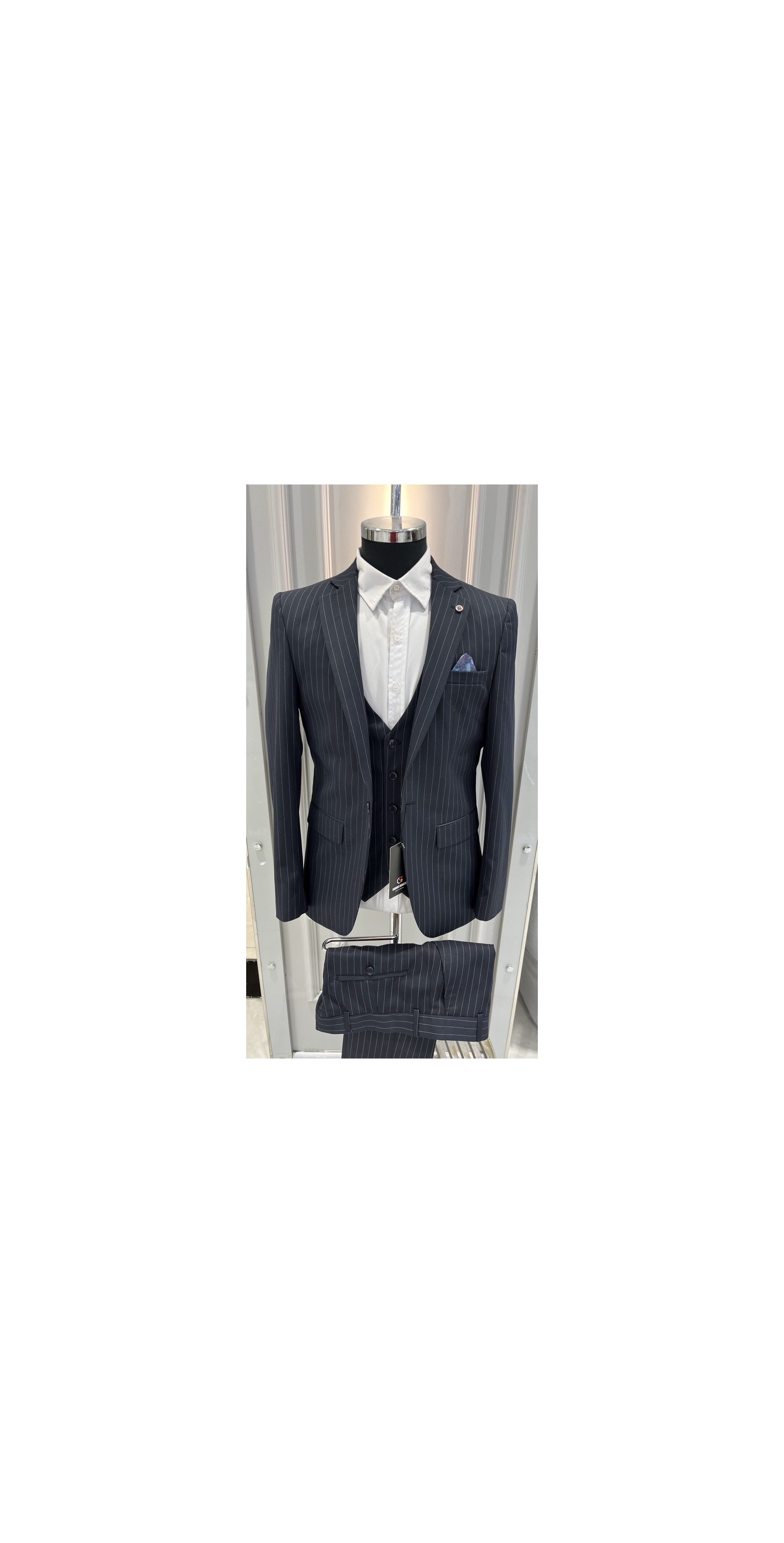 Sabri Zengin Erkek Çizgili Slim Fit Takım Elbise