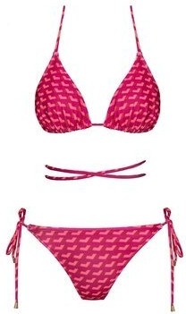 Sailor Moda Brezilya Üçgen Ipli Bikini Takım Pembe Düz Desenli Dokuma Kumaş Kadınlar İçin 2 Parça görsel 3