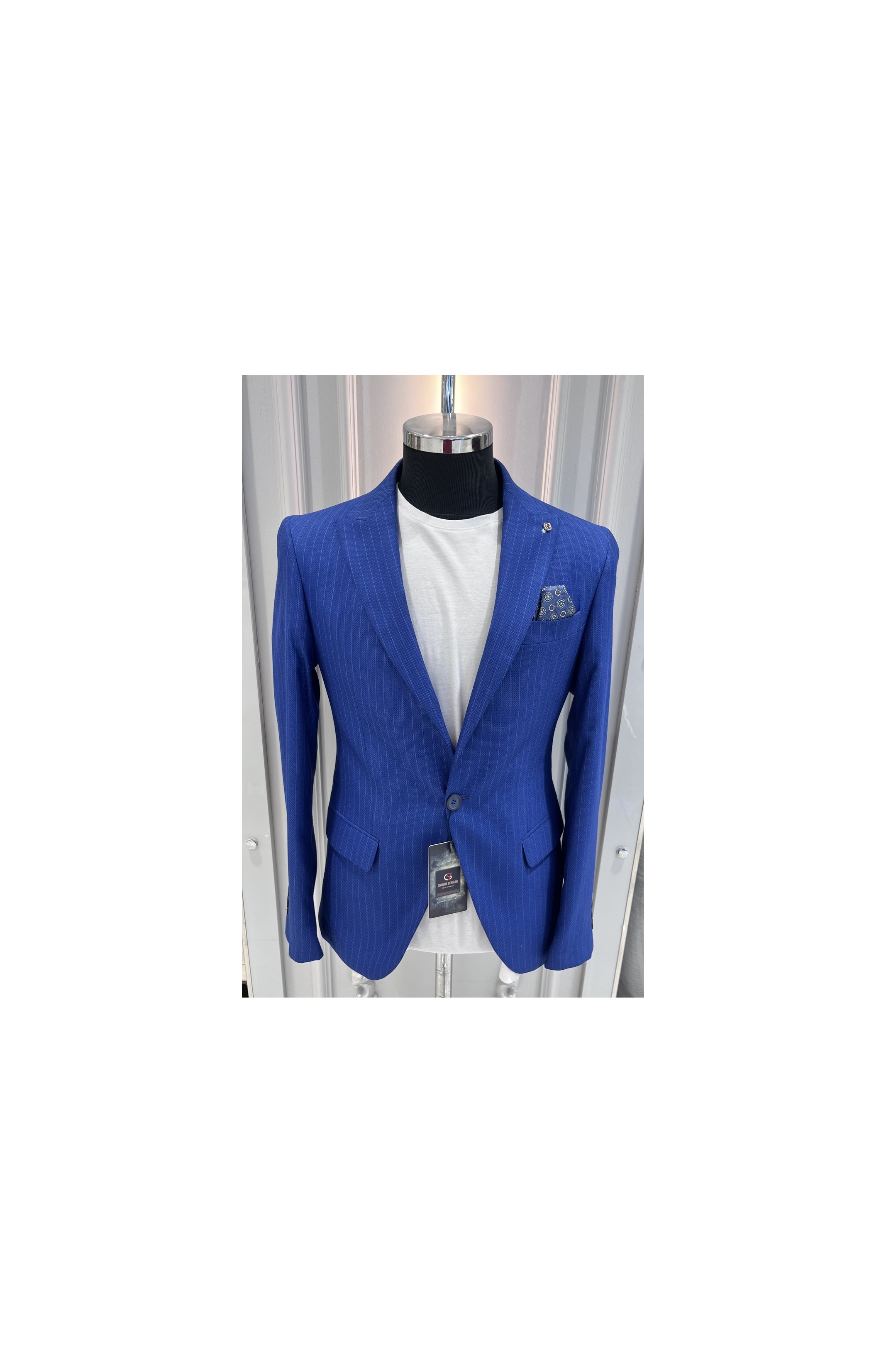 Sabri Zengin Erkek Çizgili Slim Fit Blazer Ceket