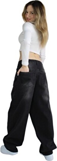 St.Poll Vintage Siyah Yıkamalı Baggy Jean Pamuklu Günlük Tarz XL Beden Kadın Kullanıma Uygun görsel 7