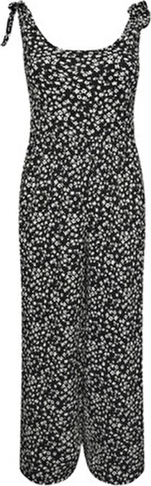 Stil Diva Büyük Beden Çiçek Desenli Maxi Tulum 137986 Kolsuz Bol Paça Dokuma Askıları Bağlamalı görsel 6