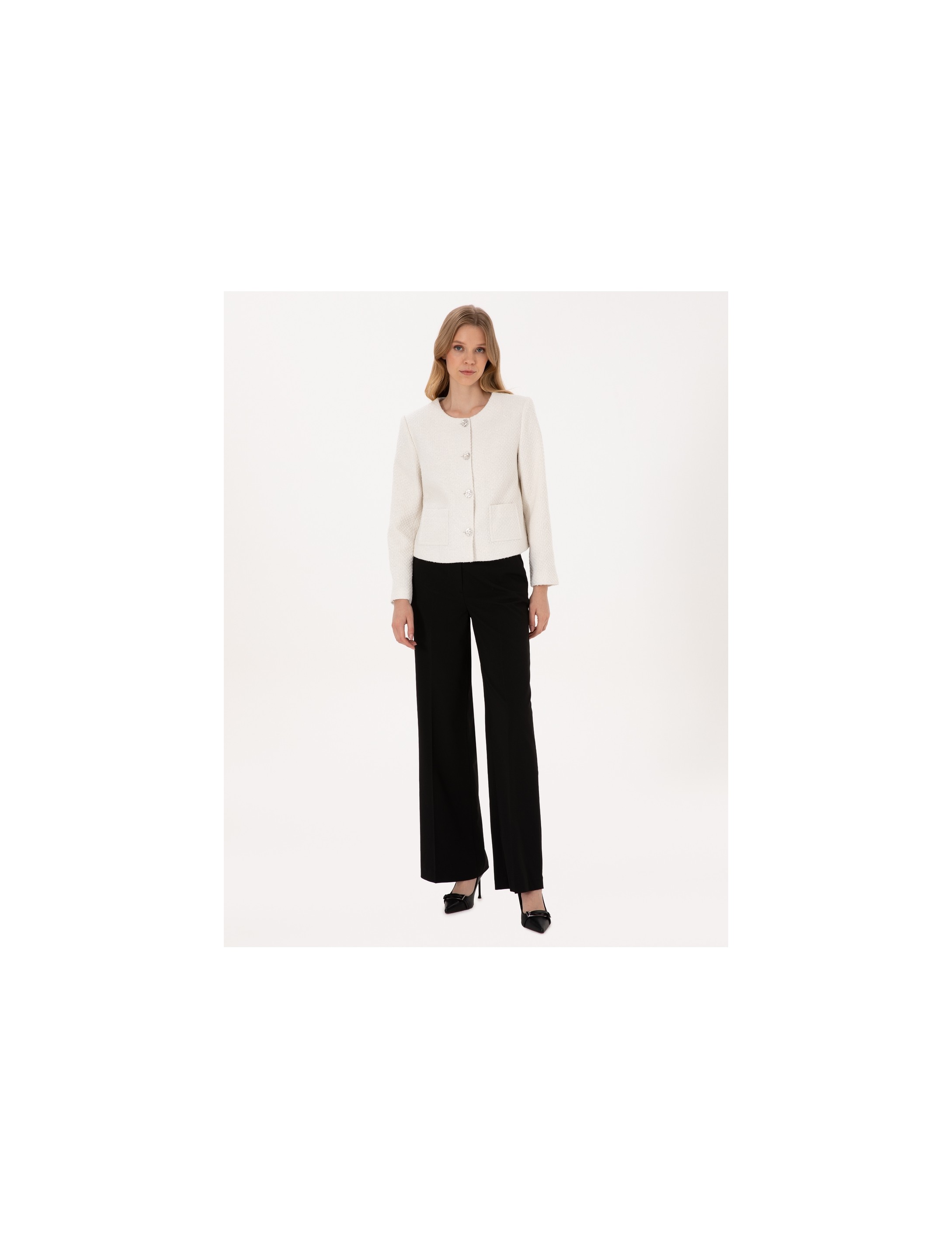 Pierre Cardin Kadın Siyah Palazzo Kumaş Pantolon 50319006-VR046 görsel 7