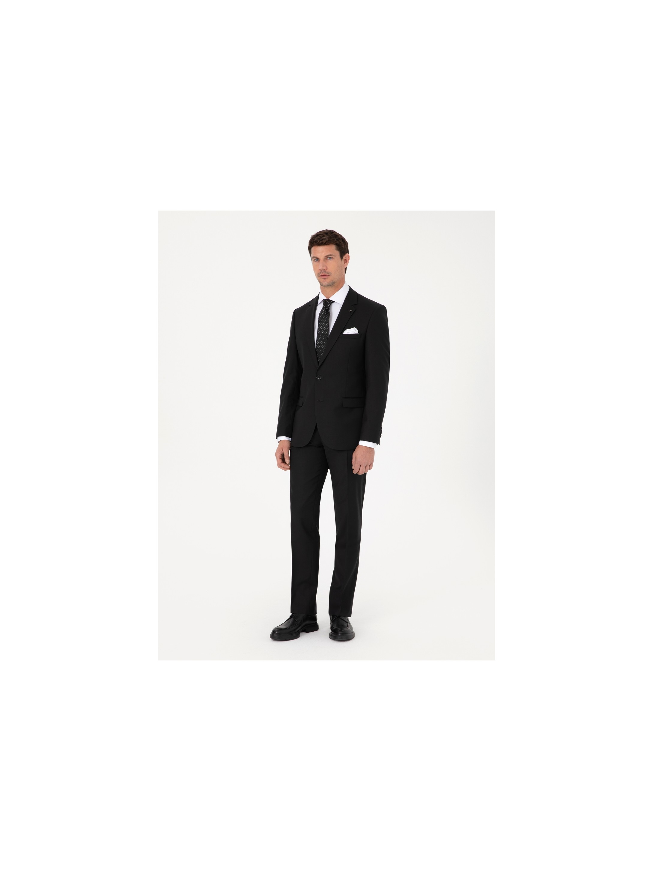 Cacharel Erkek Lacivert Slim Fit Yün Karışımlı Mikro Desenli Takım Elbise 50318023-VR033 görsel 8