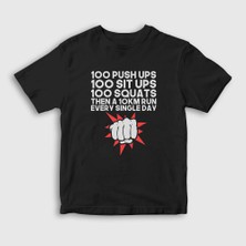 Presmono Unisex Çocuk Siyah Workout Anime One Punch Man T-Shirt