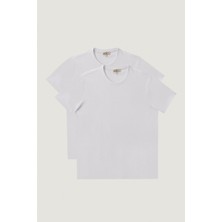 Altınyıldız Classics Slim Fit Erkek Tişört Paketi 2'li Kısa Kol Beyaz Günlük Stil