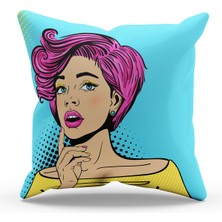 Moud's Çift Tarafı Baskılı Retro Woman Desenli Tekli Süet Kırlent Kılıfı