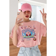 Millionaire Kirby Anime Korean Somon Kadın Oversize T-Shirt Kısa Kol Günlük Grafik Desenli