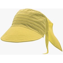 Külah Kadın Safari Bağlamalı Eşarp Siperli Bandana Plaj Şapkası - Hardal