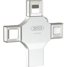 Xo XO-DK04 16GB 4in1 USB 2.0 + Type-C + Micro + Lightning Metal Gövdeli Flash Sürücü Universal Uyumlu