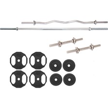 ACD Spor 45 kg Döküm Halter Dambıl Ağırlık Seti 120 cm Uzun Bar ve Z Bar ile Siyah Renk
