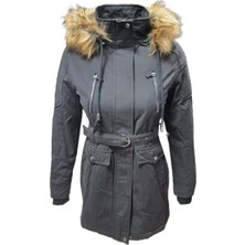 Timberline TB3439 Kadın Gabardin Kapüşonlu Içi Kürklü Mont - TB3439 - Siyah