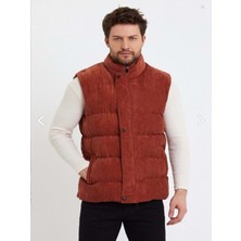 Zagmen Z01358 Erkek Oversize Çıtçıtlı Erkek Kadife Şişme Yelek  - Z01358 - Kahverengi - ST01358-KAHVERENGI-M