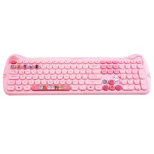 Everest KM-6283 Catty Renkli Tuşlu Pembe Kablosuz Q Multimedia Klavye + Mouse + Pad Set