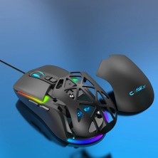 Claw's Nexus X1 12800 Dpi Wide RGB Özel ABS Doku, Claw's Reflex Örgü Kablolu & Değiştirilebilir Kapaklı Gaming Mouse - Siyah