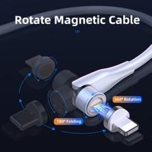 Bettyabecky 3A Hızlı Şarj Manyetik Kablo 540 Döndür Mıknatıs Şarj Cihazı iPhone Samsung Huawei Cep Telefonu Mikro USB C Tipi Veri Kablosu Kablosu (Yurt Dışından)