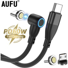 Bettyabecky Aufu 3A Manyetik USB C Tipi Kablo Için Huawei P30 P40 Pro 60W Hızlı Şarj Kablosu Usb-C Şarj Cihazı Veri Kablosu Samsung Xiaomi Telefon Için (Yurt Dışından)