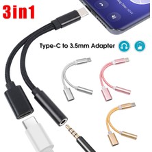 Bettyabecky Kulaklık 2'si 1 Arada Adaptör Tip C - 3,5 mm Aux Ses Kablosu Usb-C 3,5 mm Jak Kulaklık Şarj Kablosu (Yurt Dışından)