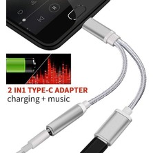 Bettyabecky Kulaklık 2'si 1 Arada Adaptör Tip C - 3,5 mm Aux Ses Kablosu Usb-C 3,5 mm Jak Kulaklık Şarj Kablosu (Yurt Dışından)