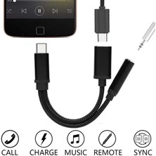 Bettyabecky Kulaklık 2'si 1 Arada Adaptör Tip C - 3,5 mm Aux Ses Kablosu Usb-C 3,5 mm Jak Kulaklık Şarj Kablosu (Yurt Dışından)