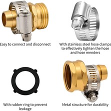 Bettyabecky Bahçe Hortumu Tamir Takımı, 5/8 Inç Veya 3/4 Inç Hortum Için Kelepçeli Alüminyum Su Hortumu Tamir Takımı Hortum Konnektörleri (Yurt Dışından)