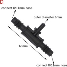 Bettyabecky 10 Adet 8/11MM Ila 4/7mm Dikenli Konnektör Damla Sulama Sistemi Tee Boru Bağlantıları Bahçe Sulama Boru Tesisat Hortumu Splitter (Yurt Dışından)