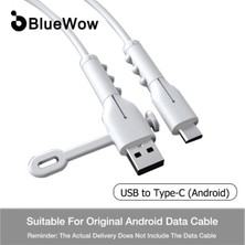 Bettyabecky (C Tipi Kablo Için) Bluewow Orijinal Veri Hattı Koruyucusu Android Için USB Şarj Aleti Kablosu Koruyucu Tel Sarıcı Koruma Yumuşak Silikon Kablo Koruyucu Aracı (Yurt Dışından)