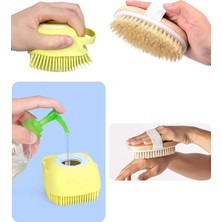 Buffer Doğal At Kılı Selülit Karşıtı Ahşap Banyo Fırçası Ve Yumuşak Silikon Jel Hazneli Duş Lifi