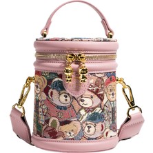 Peace Omuz Çantası Moda Silindir Çanta Kova Çanta Kadın Geniş Omuz Askısı Crossbody Çanta (Yurt Dışından)