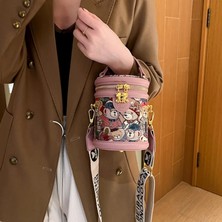 Peace Omuz Çantası Moda Silindir Çanta Kova Çanta Kadın Geniş Omuz Askısı Crossbody Çanta (Yurt Dışından)
