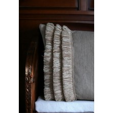 Doryan Home Vera Keten Döşemeli Kumaş Püskül Detaylı Bej Dikdörtgen Dekoratif Kırlent Kılıfı 68x33