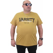 Starbattal Erkek Büyük Beden Sıfır Yaka Tişört Varsity 23184 Limon