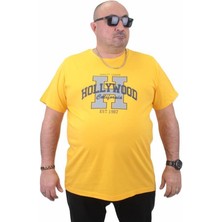 Starbattal Erkek Büyük Beden Sıfır Yaka Tişört Hollywood 23179 Sarı