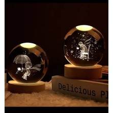 MR Shopping Mr 2ADET 3D Kristal Cam Küre, Ahşap Soketli Gece Lambası,led, Gece Lambası,harika Bir Hediye Hediyelik Masa Lambası