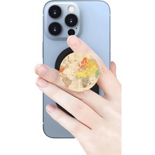 Excarpin Retro Atlas Dünya Telefon Tutucu Pop Socket Rahat Kullanım Parmak Tutucu