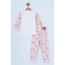 Enen Baby Cute Mantar Basklılı Pamuk Kumaş Çocuk Pijama Takım - ENEN0001105 - Pembe - 7-8 Yaş