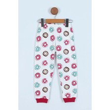 Enen Baby Donut Panda Basklılı Pamuk Kumaş Çocuk Pijama Takım - ENEN0001104 - Kırmızı - 5-6 Yaş