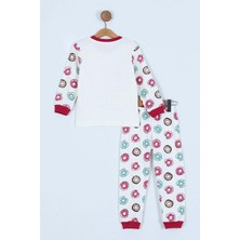 Enen Baby Donut Panda Basklılı Pamuk Kumaş Çocuk Pijama Takım - ENEN0001104 - Kırmızı - 5-6 Yaş