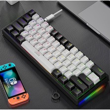 Valkyrie Leaven K620 -5 Blue Switch Mekanik Gaming Oyun Klavyesi Rgb 61 Key Mavi Tuş Type-C Klavye Siyah-Beyaz