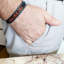 Hobisy Doğal Taşlı Lüks Deri Bileklik - Erkek Modası