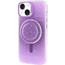 Case 4u Apple iPhone 15 Kılıf Magsafe Şarj Özellikli Tak-Çıkar Pop Soketli Tiktok Kapak Mor
