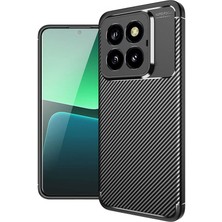 Case 4u Xiaomi Mi 14 Pro Uyumlu Kılıf Rugged Armor Karbon Desenli Lüx Negro Silikon Arka Kapak Siyah